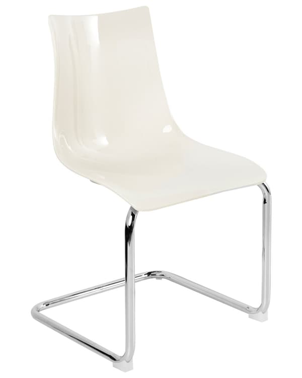Sett med 2 Spisestoler Off White Plastsete Cantilever Metallben Stoler