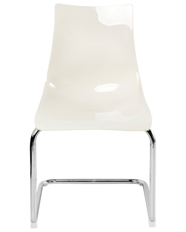 Sett med 2 Spisestoler Off White Plastsete Cantilever Metallben Stoler