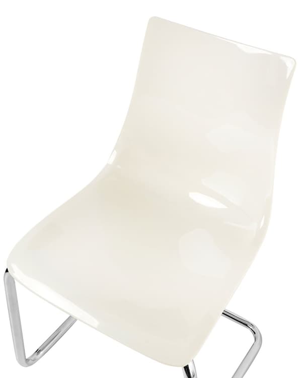 Sett med 2 Spisestoler Off White Plastsete Cantilever Metallben Stoler
