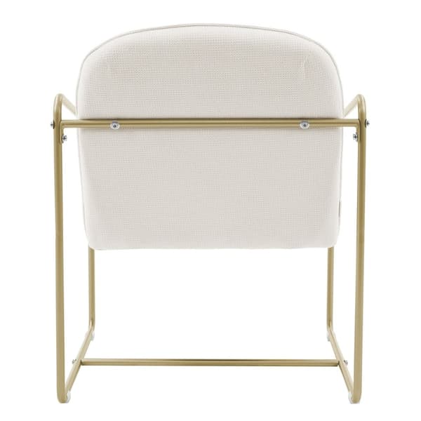 ML-Design set om 2 fåtöljer beige, relaxfåtölj med mjuk klädsel & gyllene stålram, stoppad loungefåtölj med arm och ryggstöd, stoppad fåtölj för