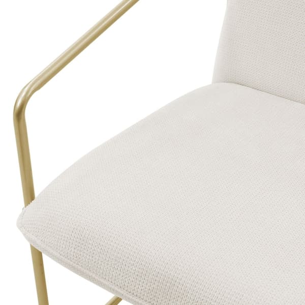 ML-Design set om 2 fåtöljer beige, relaxfåtölj med mjuk klädsel & gyllene stålram, stoppad loungefåtölj med arm och ryggstöd, stoppad fåtölj för