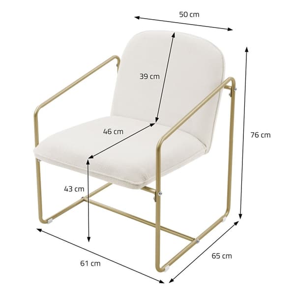ML-Design set om 2 fåtöljer beige, relaxfåtölj med mjuk klädsel &amp; gyllene stålram, stoppad loungefåtölj med arm och ryggstöd, stoppad fåtölj för