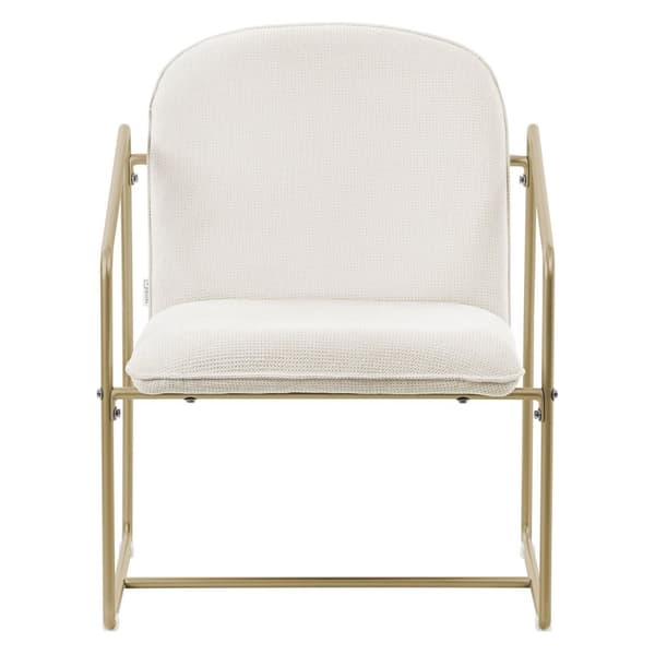 ML-Design set om 2 fåtöljer beige, relaxfåtölj med mjuk klädsel & gyllene stålram, stoppad loungefåtölj med arm och ryggstöd, stoppad fåtölj för