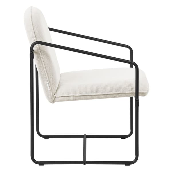 ML-Design sæt med 2 lænestole beige, relax-lænestol med blødt betræk &amp; sort stålstel, loungestol polstret med arm og ryglæn, polstret lænestol