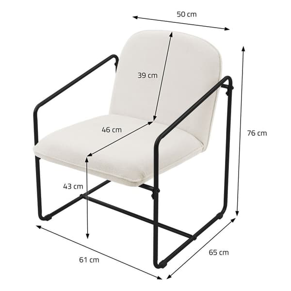 ML-Design sæt med 2 lænestole beige, relax-lænestol med blødt betræk & sort stålstel, loungestol polstret med arm og ryglæn, polstret lænestol