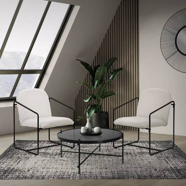 ML-Design sæt med 2 lænestole beige, relax-lænestol med blødt betræk & sort stålstel, loungestol polstret med arm og ryglæn, polstret lænestol