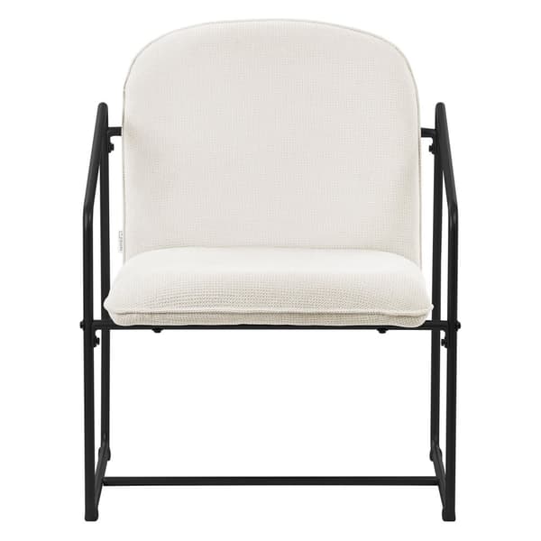 ML-Design sæt med 2 lænestole beige, relax-lænestol med blødt betræk &amp; sort stålstel, loungestol polstret med arm og ryglæn, polstret lænestol