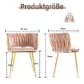 Miniatyrbild 4 av 11: 2-pack moderna sammetsstolar med guldfärgade metallben – elegant handvävd design och mjuka dynor för matsal, vardagsrum eller sovrum