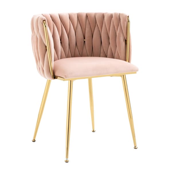 2-pack moderna sammetsstolar med guldfärgade metallben – elegant handvävd design och mjuka dynor för matsal, vardagsrum eller sovrum