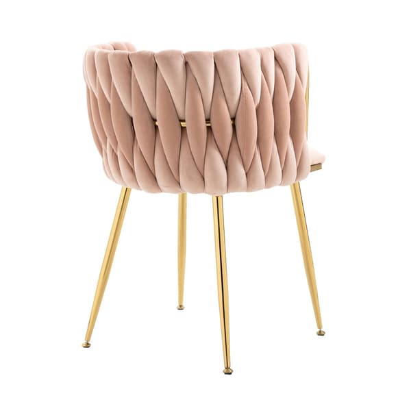 2-pack moderna sammetsstolar med guldfärgade metallben – elegant handvävd design och mjuka dynor för matsal, vardagsrum eller sovrum