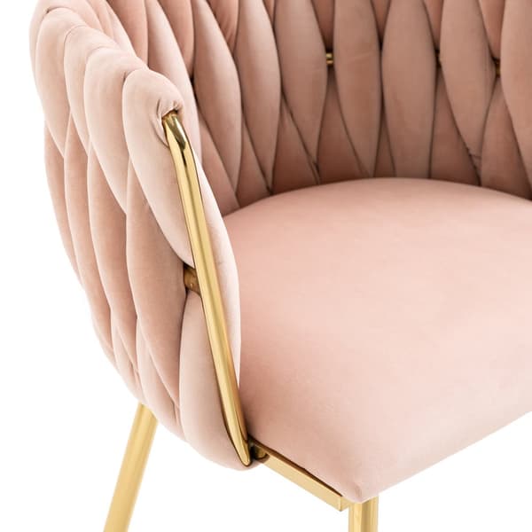 2-pack moderna sammetsstolar med guldfärgade metallben – elegant handvävd design och mjuka dynor för matsal, vardagsrum eller sovrum