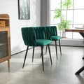 Miniatyrbillede 1 af 11: Moderne sæt med 2 fløjlsstole – elegant håndvævet ryglæn, guldfarvede metalben og blødt sæde