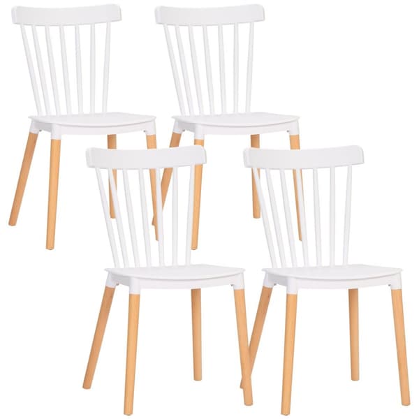 Rootz 4 stykker spisestol sæt - skandinavisk stil - moderne indretning - optimal komfort - 48 x 52,5 x 83 cm - hvid polypropylen og brun