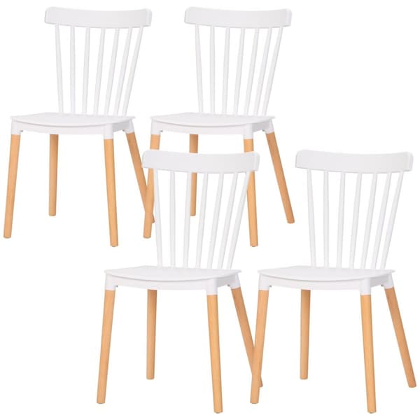 Rootz 4 stykker spisestol sæt - skandinavisk stil - moderne indretning - optimal komfort - 48 x 52,5 x 83 cm - hvid polypropylen og brun