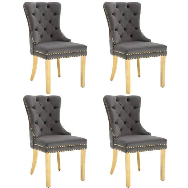 Rootz 4 -stykke sæt spisestole - polstrede stole - neglehovedstole - luksuriøs komfort - 51 cm x 65,5 cm x 95 cm