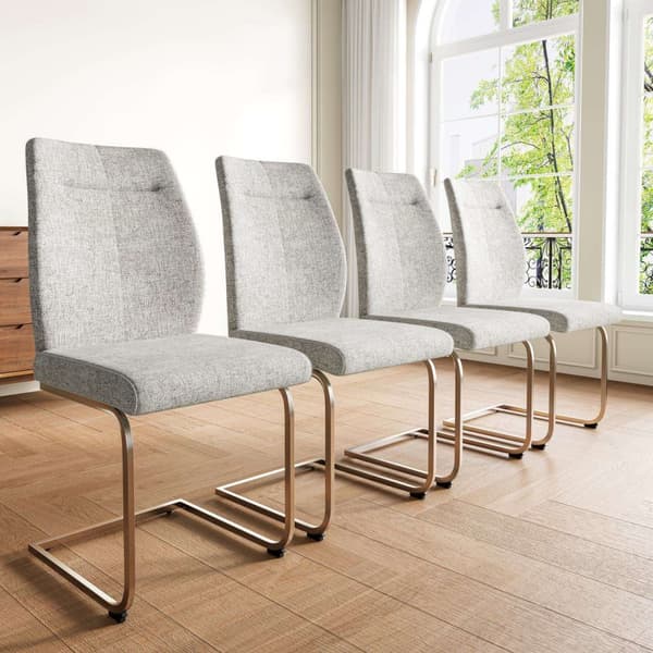 Rootz 4 -stykke sæt spisestue stole - ergonomiske stole - moderne siddepladser - åndbart linned - 43 cm x 58 cm x 102,5 cm