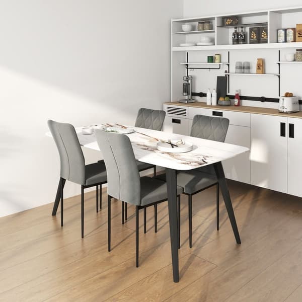 Rootz 4 set matsalstolar - sammet -utseende klädd - moderna matsalstolar - ergonomisk komfort - 42x58x95cm - grå
