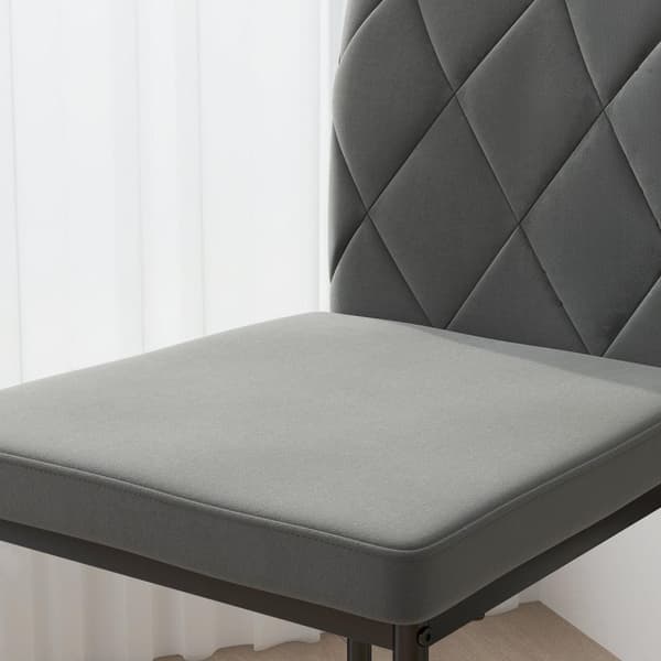 Rootz 4 set matsalstolar - sammet -utseende klädd - moderna matsalstolar - ergonomisk komfort - 42x58x95cm - grå