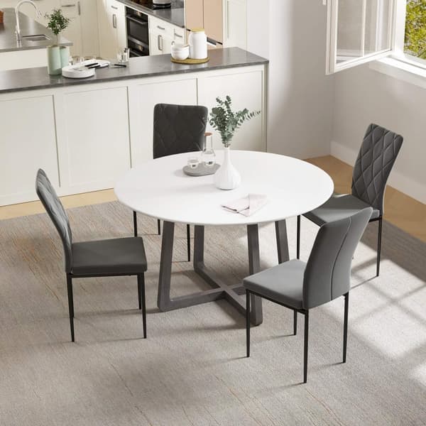 Rootz 4 set matsalstolar - sammet -utseende klädd - moderna matsalstolar - ergonomisk komfort - 42x58x95cm - grå