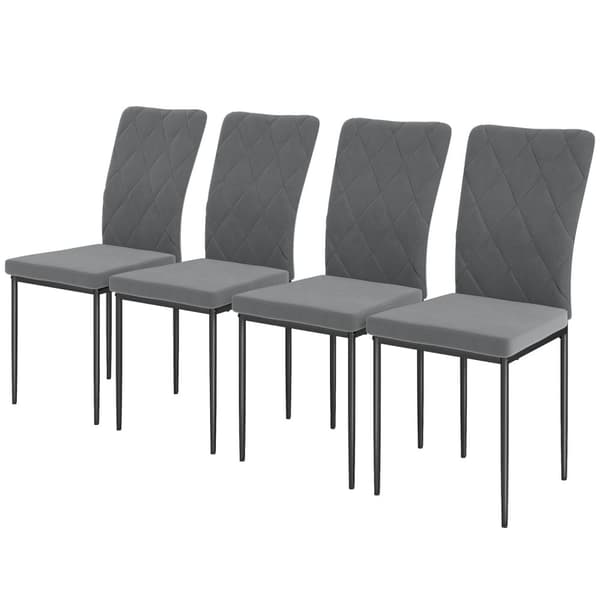 Rootz 4 set matsalstolar - sammet -utseende klädd - moderna matsalstolar - ergonomisk komfort - 42x58x95cm - grå