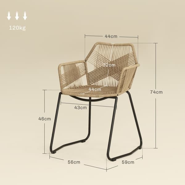 Rootz Sæt med 2 spisestuestole - Boho Chic - Køkkenstole - Komfortable siddepladser - 56 cm x 59 cm x 74 cm