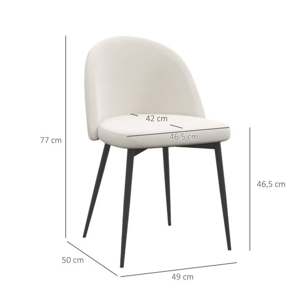 Rootz -sarja 2 ruokasalin tuolia - Skandinavian keittiön tuolit - Velvet -pehmustetut istuimet - Optimaalinen mukavuus - 49 cm x 50 cm x 77cm