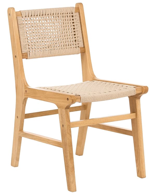 Sett med 2 Spisestoler Brun Beige Gummitre Ramme Papirsnor Sete og ryggstøtte Spisestue Boho
