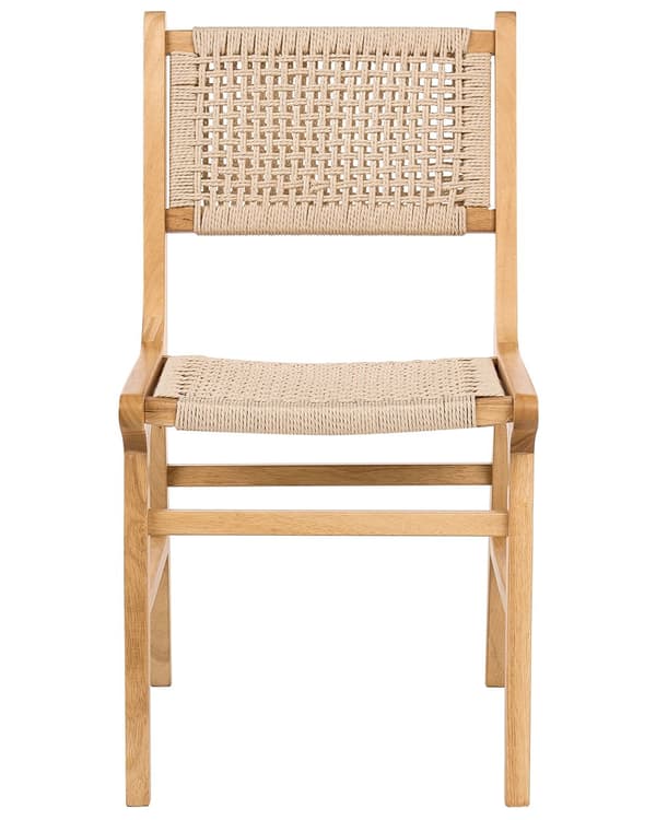 Sett med 2 Spisestoler Brun Beige Gummitre Ramme Papirsnor Sete og ryggstøtte Spisestue Boho