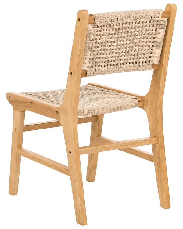Sett med 2 Spisestoler Brun Beige Gummitre Ramme Papirsnor Sete og ryggstøtte Spisestue Boho