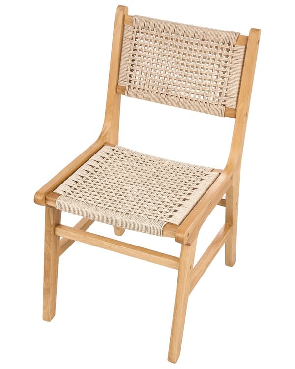 Sett med 2 Spisestoler Brun Beige Gummitre Ramme Papirsnor Sete og ryggstøtte Spisestue Boho
