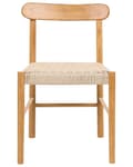 Miniatyrbilde 5 av 9: Sett med 2 Spisestoler Brunt og Beige Gummitre Ramme Papirsnor Seter Armløs Retro Stil Spisestue