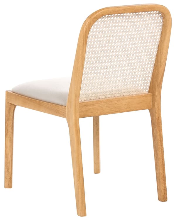 Sett med 2 Spisestoler Lysebrun Polyester Sete Rotting Ryggstøtte Gummi Tre Ramme Wiener Flette Armløs