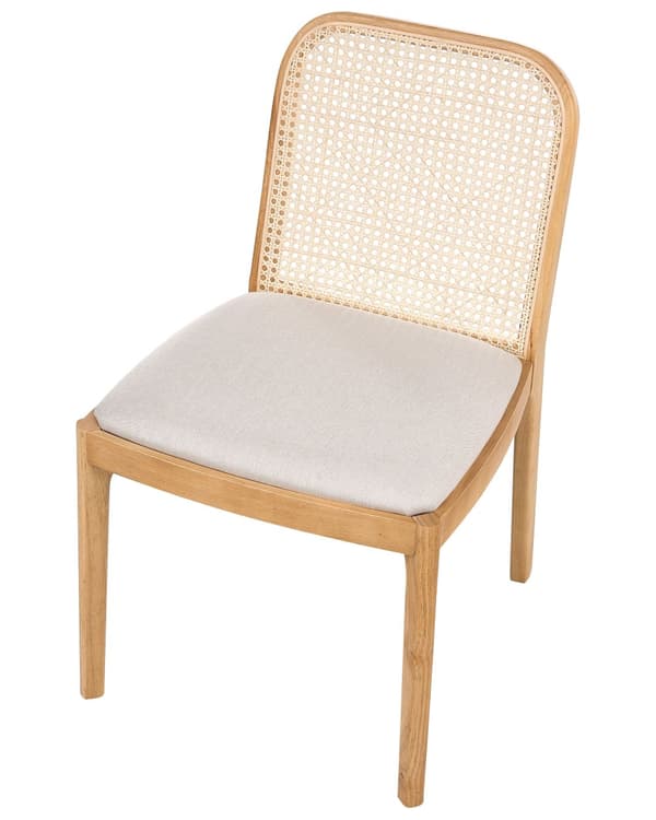 Sett med 2 Spisestoler Lysebrun Polyester Sete Rotting Ryggstøtte Gummi Tre Ramme Wiener Flette Armløs