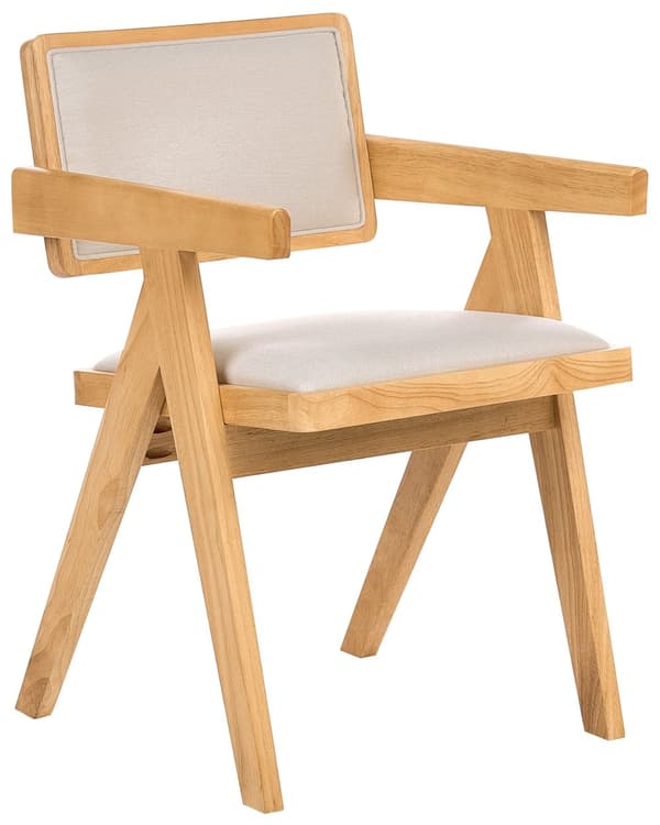 Sett med 2 Spisestoler Lysebrun Seter og Rygg Polyester Polstret Gummi Trerammer Retro Stil Spisestue