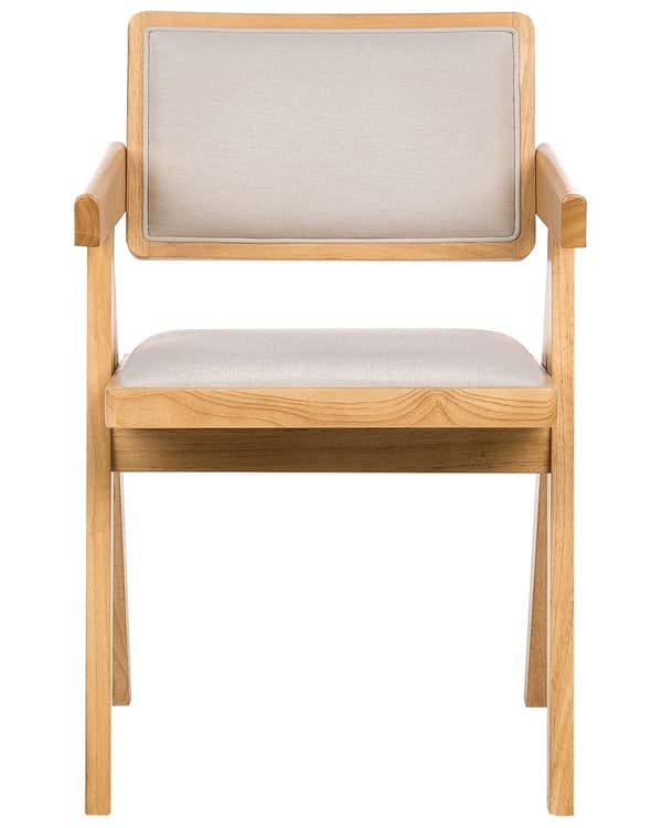 Sett med 2 Spisestoler Lysebrun Seter og Rygg Polyester Polstret Gummi Trerammer Retro Stil Spisestue