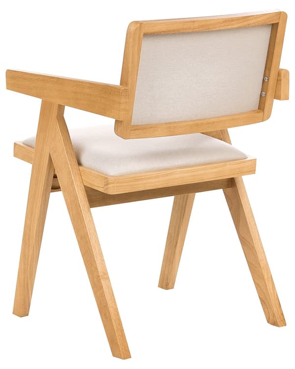 Sett med 2 Spisestoler Lysebrun Seter og Rygg Polyester Polstret Gummi Trerammer Retro Stil Spisestue