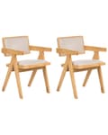 Miniatyrbilde 1 av 9: Sett med 2 Spisestoler Lysebrun Seter og Rygg Polyester Polstret Gummi Trerammer Retro Stil Spisestue