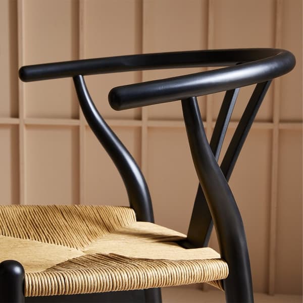 Lot de 2 Chaises Oslo Hêtre Noir et Cannage