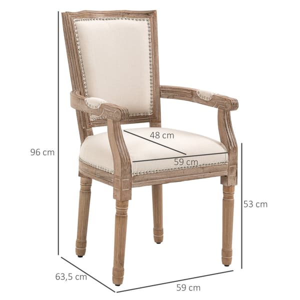 Spisebordsstol, 59x63.5x96 cm, Creme Hvid