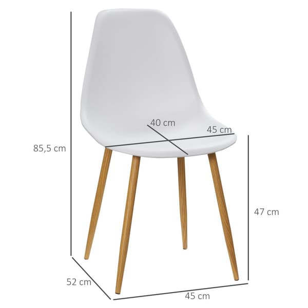 Spisebordsstole, 4er-Set, 45x52x85.5 cm, Hvid+Natur