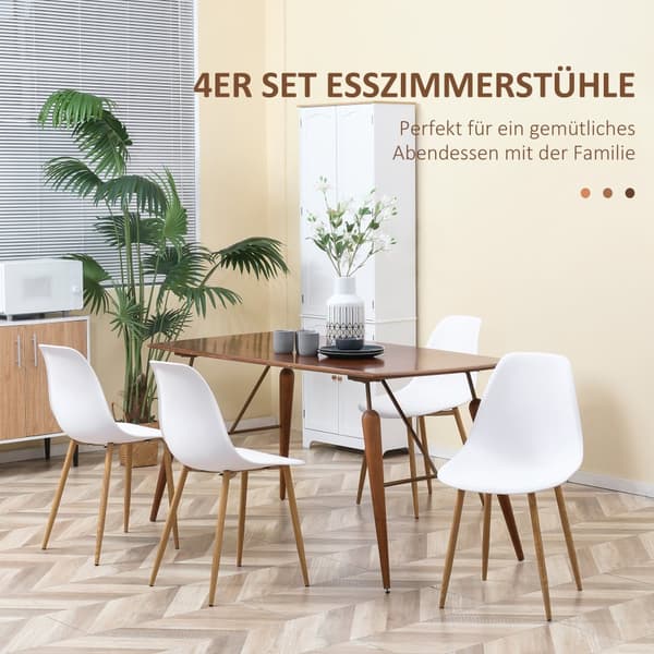 Spisebordsstole, 4er-Set, 45x52x85.5 cm, Hvid+Natur