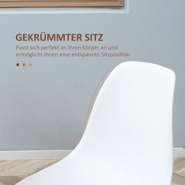 Spisebordsstole, 4er-Set, 45x52x85.5 cm, Hvid+Natur