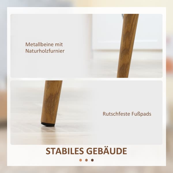 Spisebordsstole, 4er-Set, 45x52x85.5 cm, Hvid+Natur
