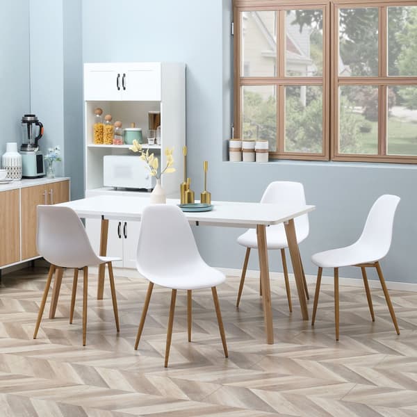 Spisebordsstole, 4er-Set, 45x52x85.5 cm, Hvid+Natur