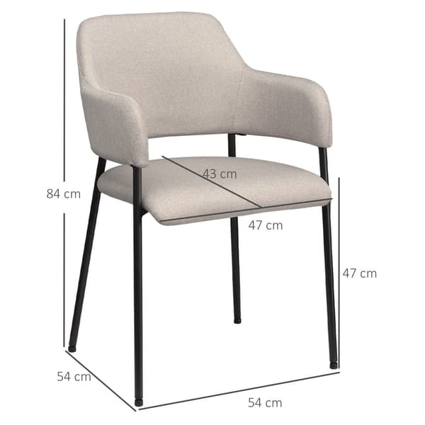 Spisestole, 2er Sæt, 54x54x84 cm, Beige