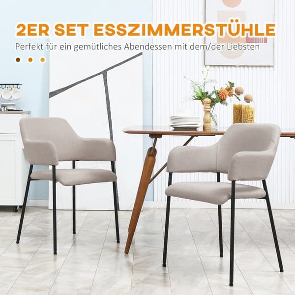 Spisestole, 2er Sæt, 54x54x84 cm, Beige