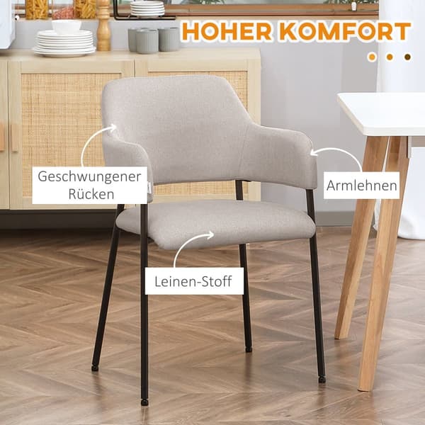 Spisestole, 2er Sæt, 54x54x84 cm, Beige