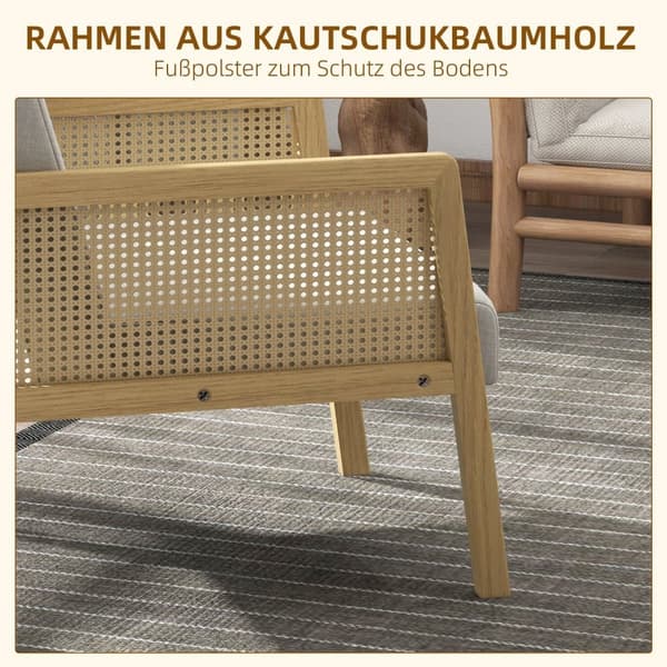 Nojatuoli, 65,5L x 72S x 78K cm, Harmaa+Luonnonväri