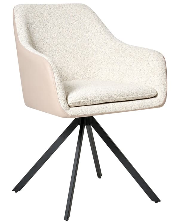 Sett med 2 Stoler i Lys Beige Boucle og Kunstskinn Metallben til Spisestue