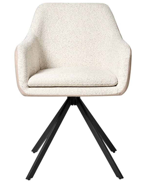 Sett med 2 Stoler i Lys Beige Boucle og Kunstskinn Metallben til Spisestue